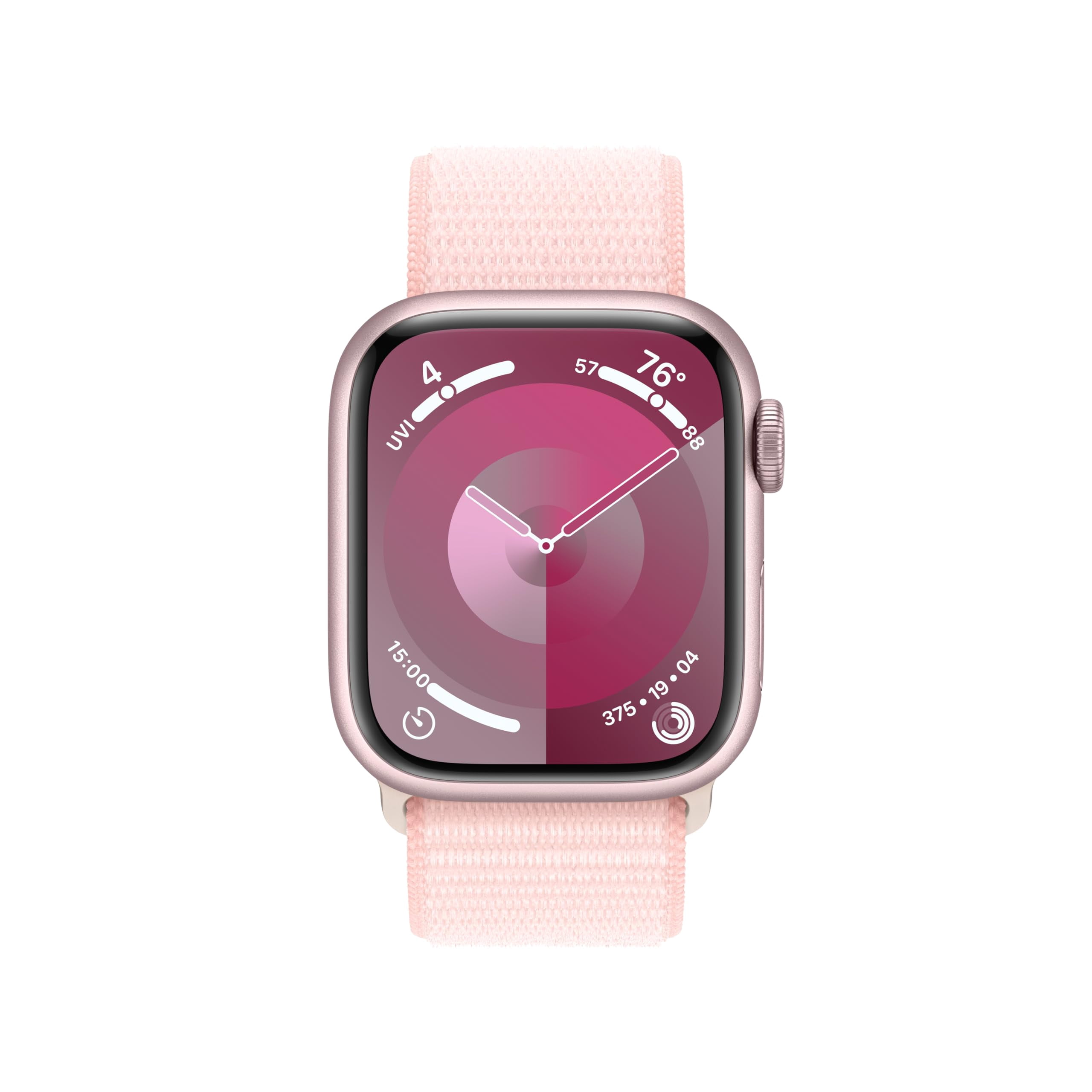 Apple Watch Series 9 [GPS + Cellular 41mm] Smartwatch with Pink Aluminum Case and Light Pink Sport Loop. Fitness Tracker, ECG Apps, Always-On Retina Display, Water Resistant