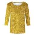 thumbnail image 5 of YMNXA Women'S Casual T Shirts 3/4 Sleeve Round Neck Sequins Comfortable Fashionable Top For Daily Wear Yellow Xl, 5 of 5