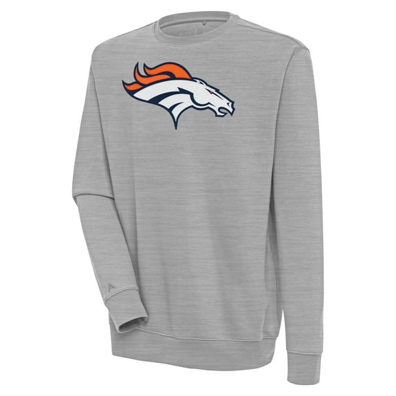 Men's Antigua  Heather Gray Denver Broncos Victory Pullover Sweatshirt