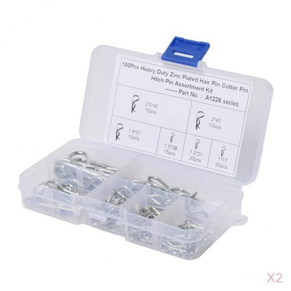 2x 100 piezas de horquillas para el cabellero enchapadas en zinc, Lynch Cotter, conjunto surtido + almacenamiento Zulema Enganche Pin R Pin Surtido