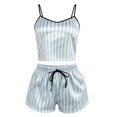 thumbnail image 4 of Pajamas for Women Set Women 2 Piece Pajama Set Peplum Top Wide Leg Shorts Sets Summer Outfit, 4 of 4