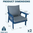 thumbnail image 5 of FOOWIN 4-Piece Patio Furniture Set, HDPE Outdoor Conversation Set with 4 Seating & Cushions, Perfect Patio Sofa Set for Garden, Porch, Backyard, Navy Frame with Grey Cushion, 5 of 6