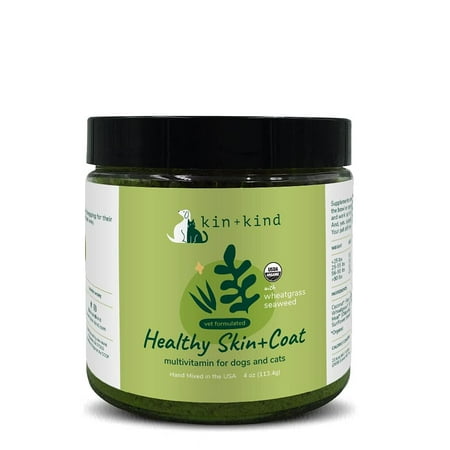 UPC: 0854362006329 | kin+kind Organic Multivitamin for Dogs & Cats – Vitamins and Supplements for Immune Support Healthy Skin and Coat – Natural Formula with Wheatgrass Kelp Flax Seed Seaweed and Coconut – Made in USA