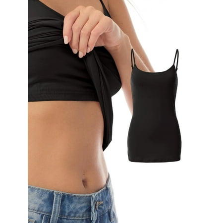 Made by Olivia Women s Stretch Jersey Adjustable Strap Tunic Camisole Tank Top with Shelf Bra
