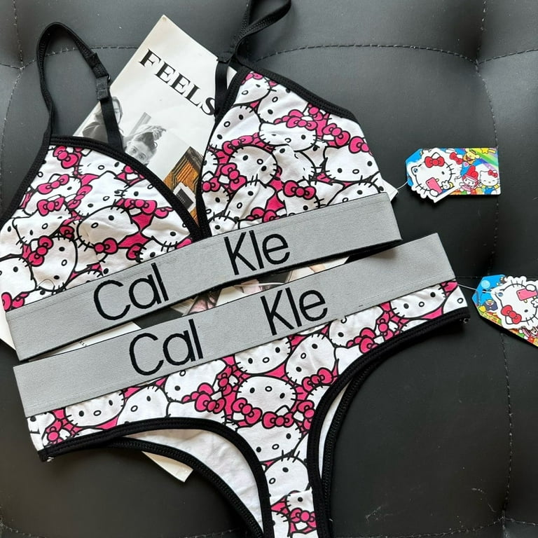 New Cartoon Sanrio Hello Kitty Sexy Couple Underwear Set Underwear Without  Wires with Chest Pad Pure Lust Style Lingerie Set