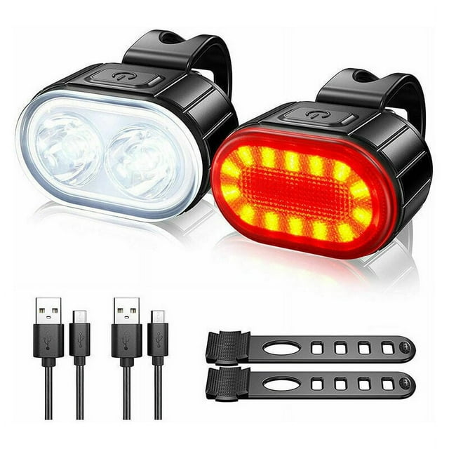 Apuakthei Potente Luz LED para Bicicleta, Luz Delantera y Trasera para Bicicleta, Luz Delantera y Trasera para Bicicleta Impermeable Recargable por USB, Luz LED para Bicicleta, Luz para Bicicleta,