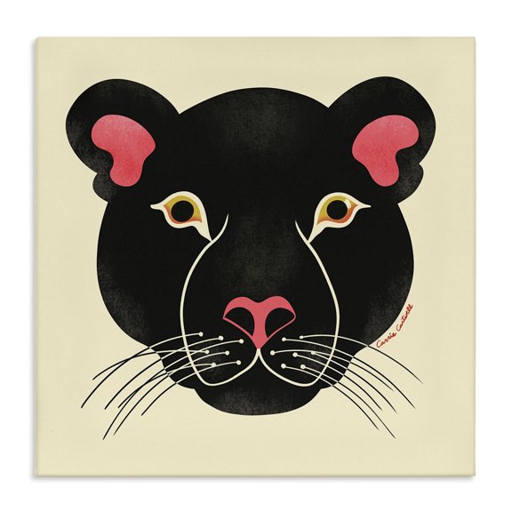 Stupell Industries Contemporary Minimal Wild Panther Face Canvas Art, 17 x 17, by Carrie Cantwell