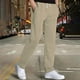 thumbnail image 1 of Pantalones largos para hombre, moda informal, lisos, con bolsillos, cintura con cordón, rectos, de poliéster, 1 of 6