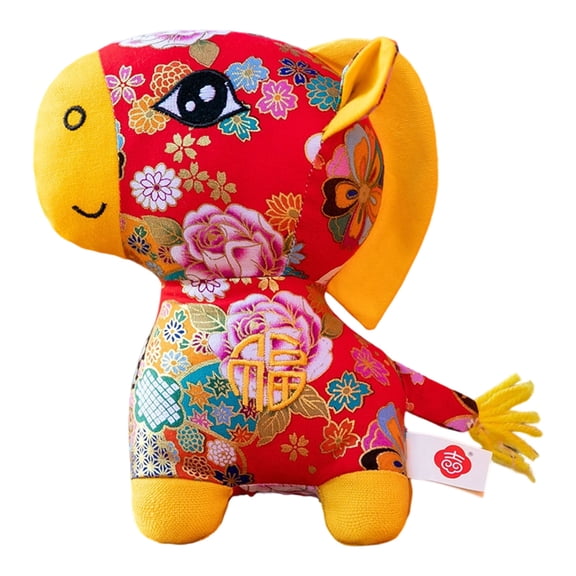 Fu' Horse Plush Toy - Embroidered Fortune Brocade Stuffed Animal, 8 Inch Folk Art Decor for Lunar New Year, Home Accent & Cultural Gift