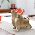 thumbnail image 4 of Kraoden Ceramic Bull Figurine, Home and Office Desk Decoration, Wealth & Luck Symbol, Auspicious Craft Gift for Friends and Family, 4 of 6