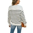 thumbnail image 3 of Long Sleeved Women Stripd Print Casual Knit Sweater Pullover, 3 of 4