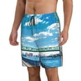 Adobk Urban Riverside Clock Tower Print Men's Swim Trunks Hawaiian