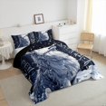 thumbnail image 4 of Wolf Kids Comforter Set Twin Size,Winter Snow Modern Building Bedding Set,Boys Men Room Decor,Wild Hunting Animal Adventure Rustic Down Comforter,Navy Blue White Duvet Insert,1 Pillowcase, 4 of 7