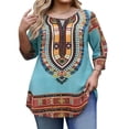 thumbnail image 3 of Jsaierl 3/4 Length Sleeve Plus Size Tops for Women Summer V Neck Shirts Trendy Graphic Ladies Blouses Workout Vacation Tunic Top L-4XL, 3 of 8