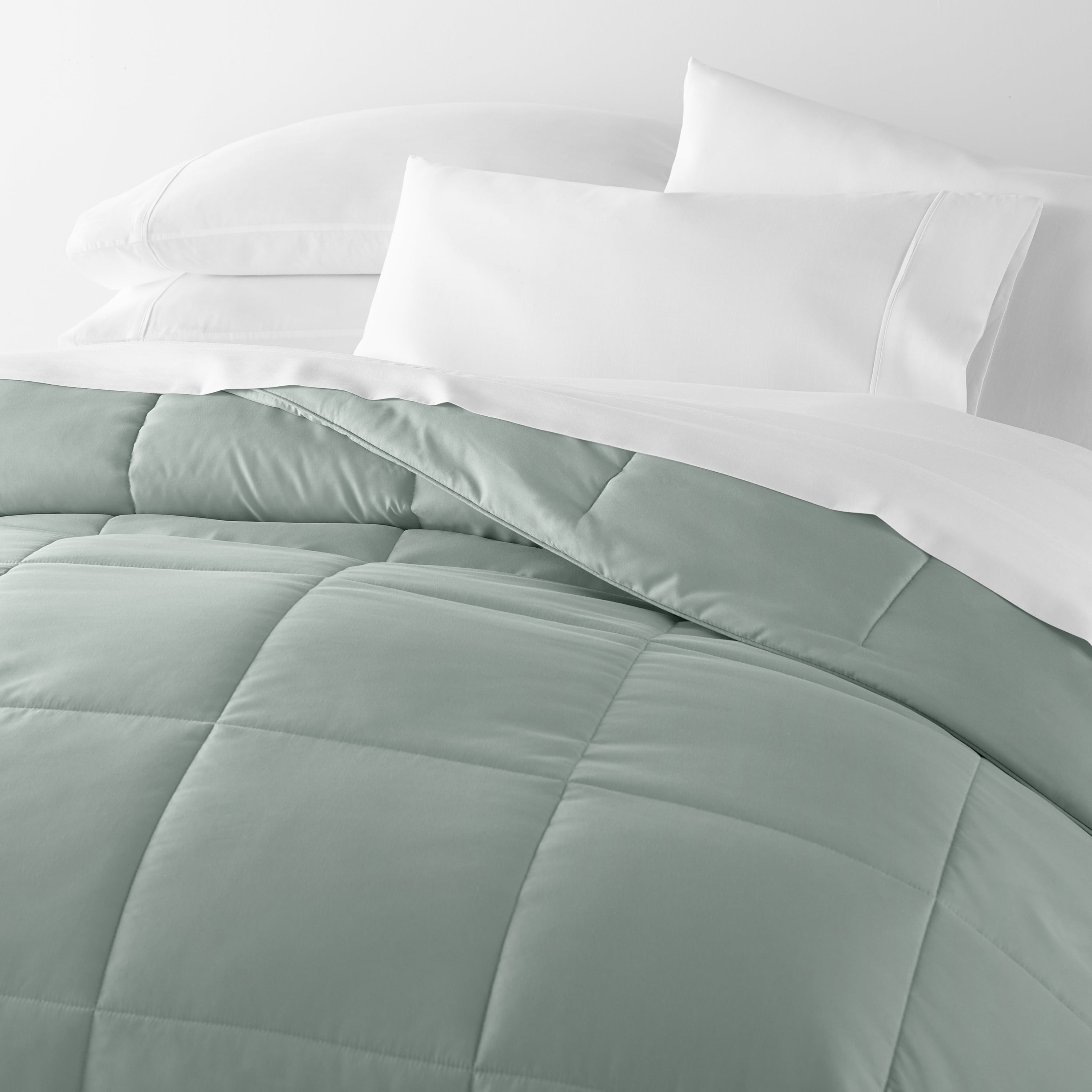 Breathable Cool Comforter All Season Lightweight Down-Alternative Solid Eucalyptus Green for King Size Bedding by Comfort Canopy
