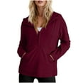 thumbnail image 2 of Pxxlle Womens Hoodies Casual Half Zip Fall Sweatshirts with Hood Loose Fit Long Sleeve Hooded Pullover Solid Color Workout Sweatshirt with Pockets Red M, 2 of 10
