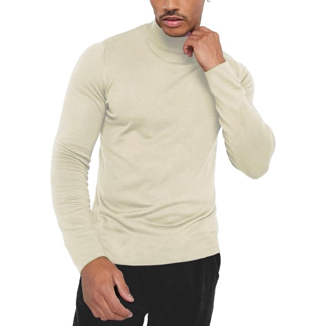 GHSDFBB Men Regular Fit Basic Lightweight Long Sleeve Pullover Top Mock Turtleneck T-Shirt