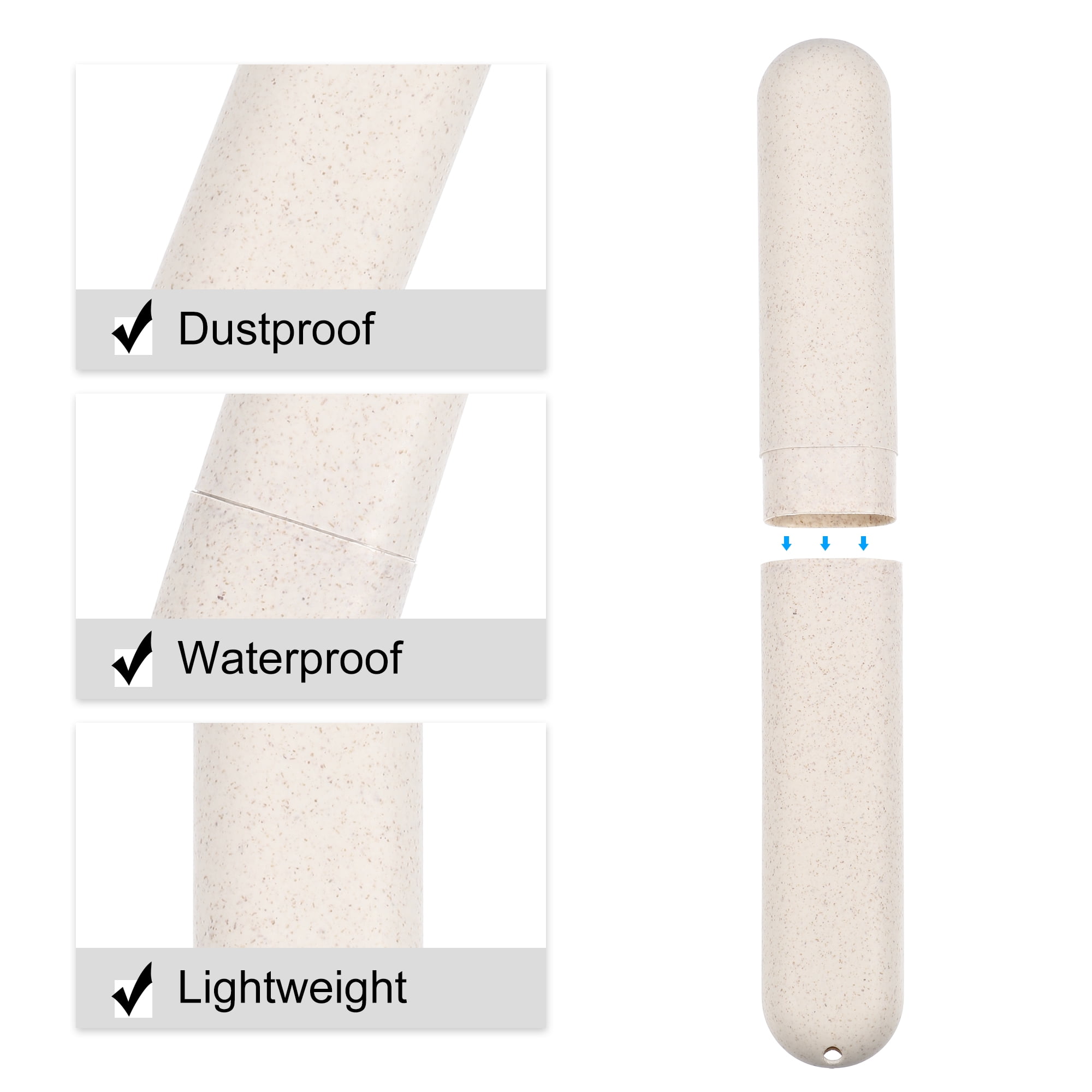 Unique Bargains 2Pcs Traveling Toothbrush Holders Case for Travel Beige 8.07"x1.22"x0.83"