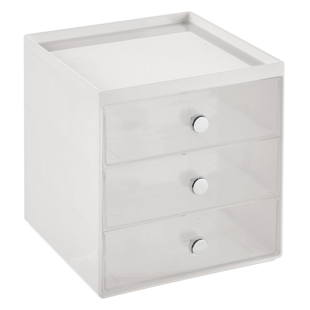 mDesign Plastic Makeup Storage Organizer Cube, 3 Drawers