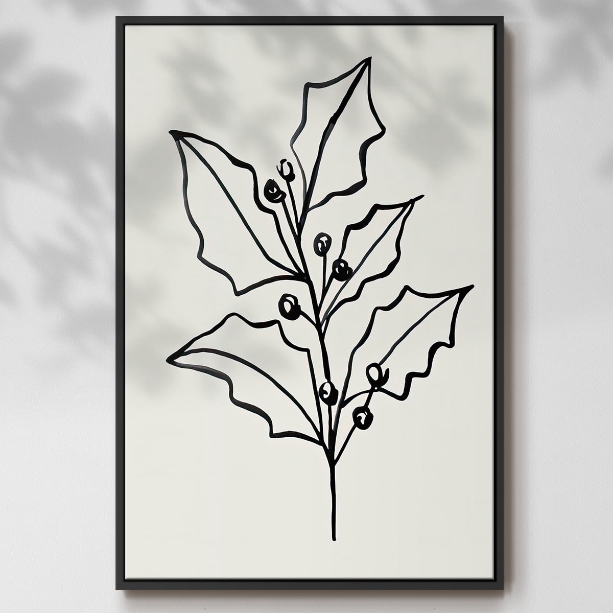 Evergreen Ink I - Framed Gallery Wrapped Holiday Canvas - 27 x 41 - Black Frame