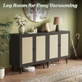 thumbnail image 6 of Buffet Cabinet with Storage, Storage Cabinet with PE Rattan Decor Doors, Accent Sideboard Buffet with Solid Wood Feet, for Hallway, Entry, Living Room, All Black, 6 of 7