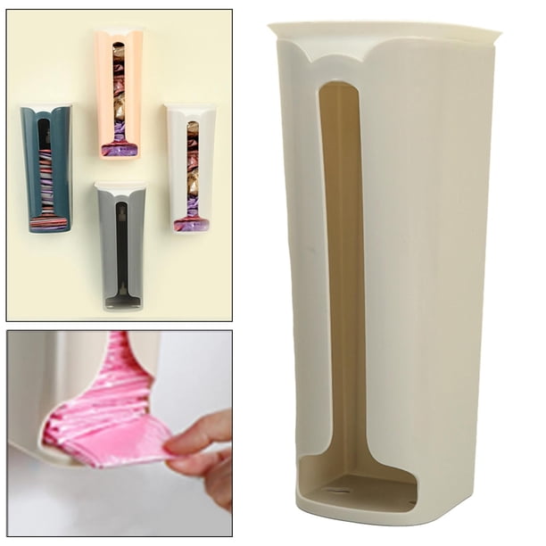 Caja de almacenamiento multiusos Bolsas de comestibles Titular Contenedores decorativos Dispensador con tapa Montaje en pared para despensa Hogar Beige perfecl Estuche de almacenamiento