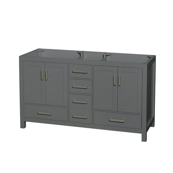 Wyndham Collection Sheffield 59" Wood Double Bathroom Vanity in Dark Gray