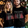 thumbnail image 3 of Camisetas gráficas informales de manga corta con árbol de Navidad rojo sobre fondo negro para hombre, 3 of 8