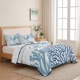 thumbnail image 5 of Queen Quilt Set 90''x96'', Coastal Blue Crab Lightweight Bedspread Coverlet Set with 2 Pillow Shams, Coral Starfish Ocean Conch Nautical Breathable All Season Quilt Bedding for Bedroom/Guest Room, 5 of 9