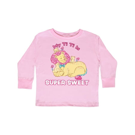 

Inktastic My Ti Ti Is Super Sweet Cotton Candy Lions with Pink Mane Gift Toddler Boy or Toddler Girl Long Sleeve T-Shirt