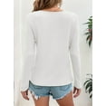 thumbnail image 4 of Women'S Long Sleeve Waffle Knit Shirts Dressy Casual Loose Button Up V Neck Henley Tops Fall Basic Tee Blouse White XXL, 4 of 5