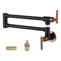 Wowow Wall Mount Pot Filler Faucet with Double Joint Swing Arm in Rose Gold and Black