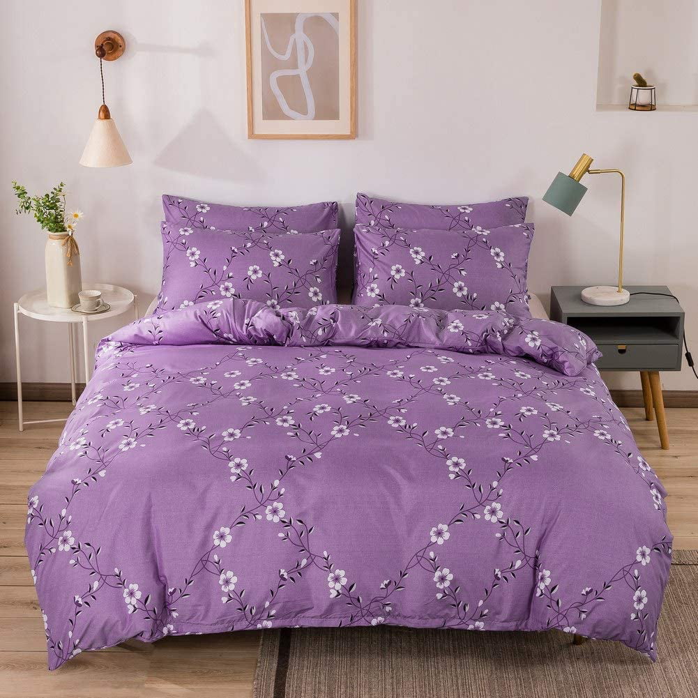 Luxury Soft Extremely Durable Fresh Style Floral Botanical Printed Print on White Floral Duvet Cover Easy Care with Zipper Ties 3 pcs Luxury Soft Microfiber Floral Bedding Set Floral, Twin