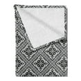 thumbnail image 2 of Renaissance Soft Flannel Fleece Throw Blanket, Victorian Damask in Contemporary Minimalist Tones with Art Deco Effects, Cozy Plush for Indoor and Outdoor Use, 50" x 60", Black and White, by Ambesonne, 2 of 5