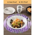 thumbnail image 3 of 13 Inch Round Placemats Set of 4, Purple Lavender Non Slip Heat Insulation PP Table Mats, Spring Watercolor Wildflowers Plant Plaid Washable Place Mats for Kitchen Dining Party Table Decor, 3 of 7