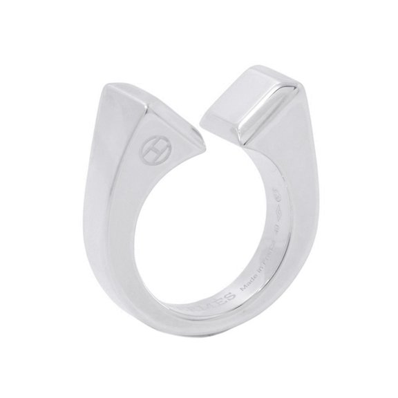 Pre-Owned Hermes ring, Clou de Forge ring GM, SV925 silver, size 49. HERMES ring.