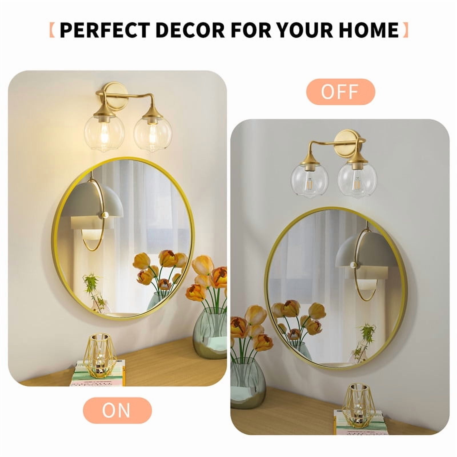 Bathroom Vanity Light with Clear Glass Shade, E26 Base, Bathroom Light Fixtures Over Mirror, Vanity Lights for Bathroom (Exclude E26 Bulb) - Gold, 2-Lights