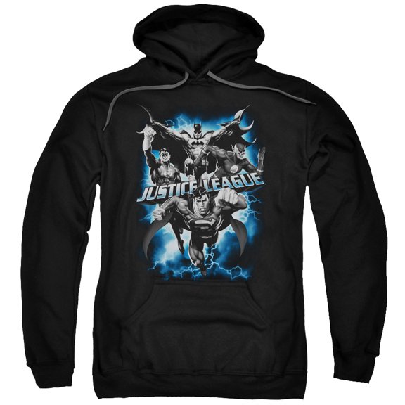 JLA Justice League Justice Storm Adult Pullover Hoodie Sweatshirt Black
