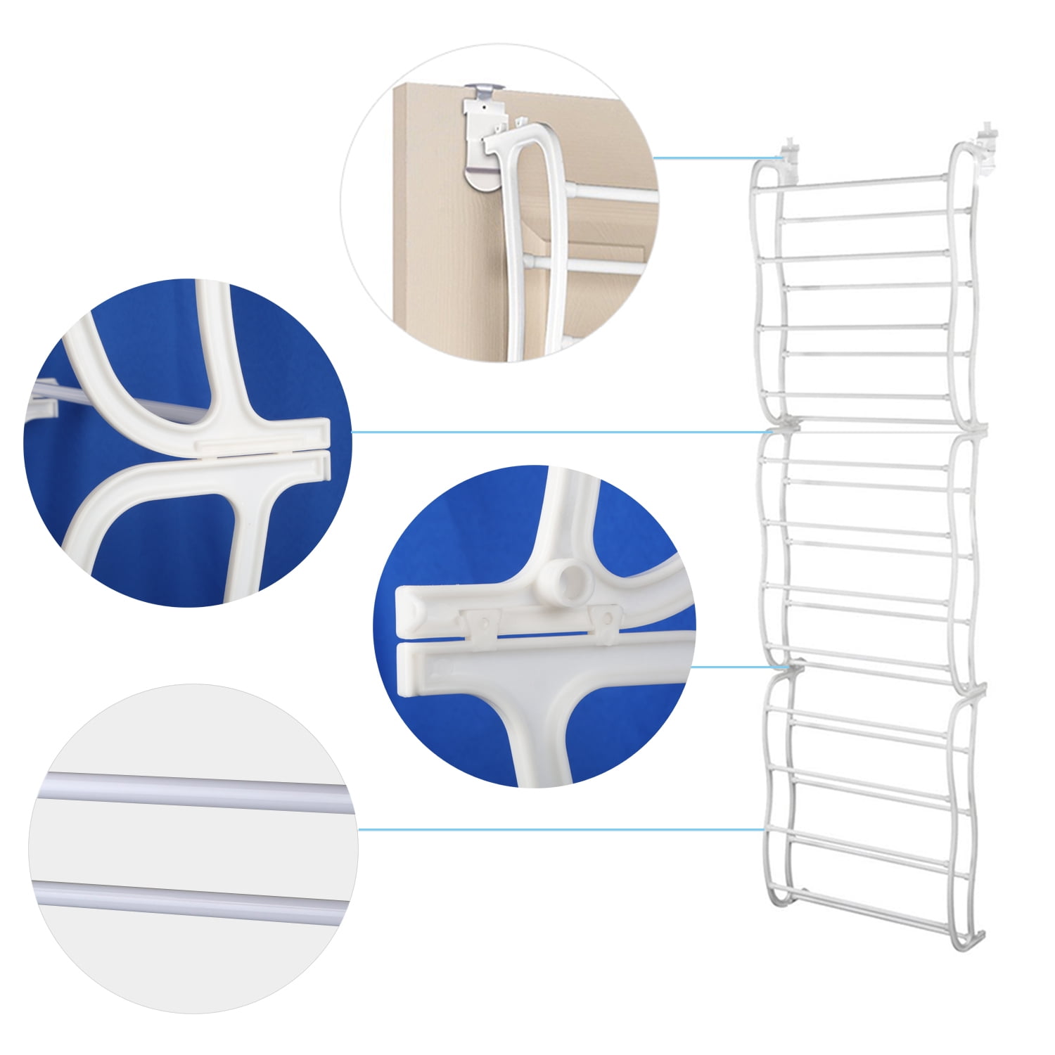 Over The Door Shoe Rack TeqHome 12-Tier 36 Pair Wall Hanging Closet Shoe Organizer Storage Stand White