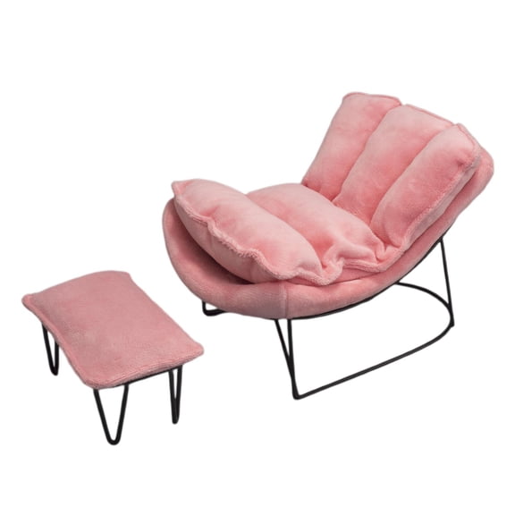 Mecedora a escala 1/6, modelo de hobby, piezas, mini sofá individual con reposapiés Rosa