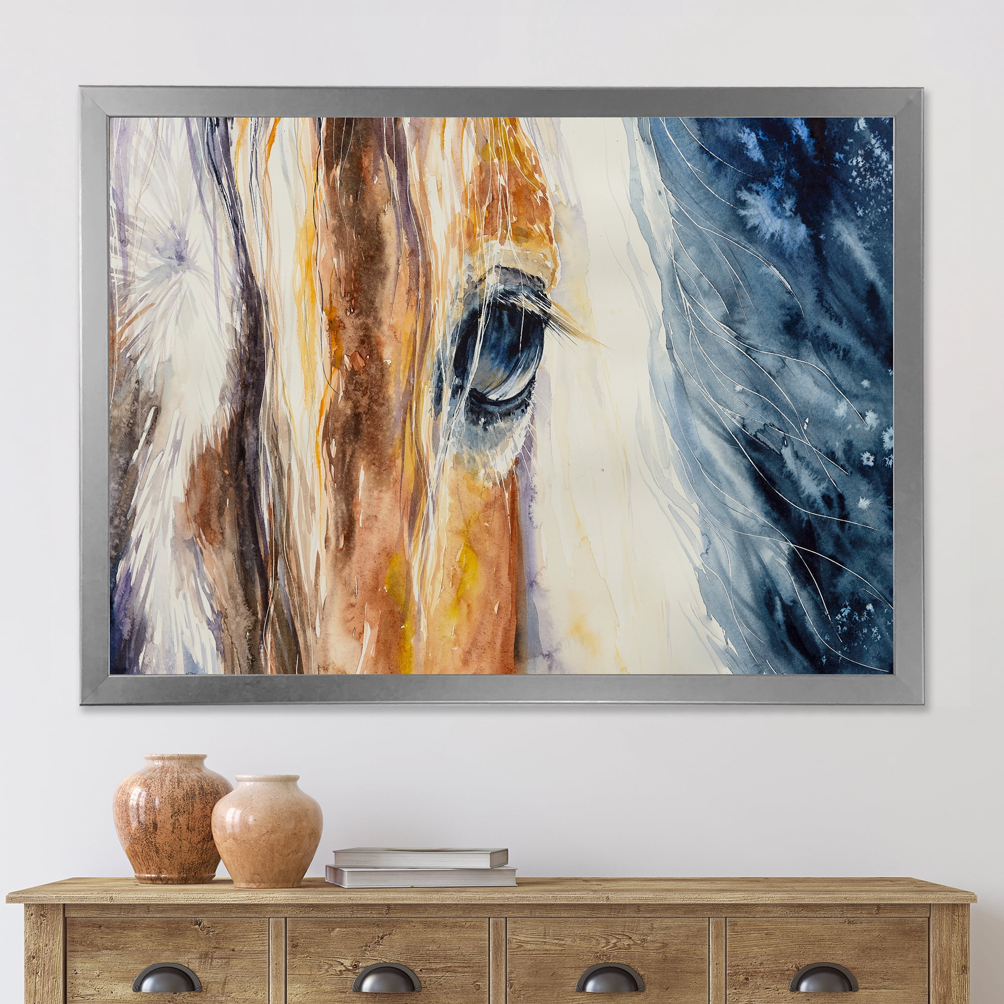 Designart 'Abstract Close-Up of A Beautiful Horses Eye I' Farmhouse Framed Art Print