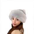 thumbnail image 2 of YM YOUMU Women Pom Pom Bobble Hat Beanie Faux Fur Winter Warm Russian Cossack Ski Cap, 2 of 2
