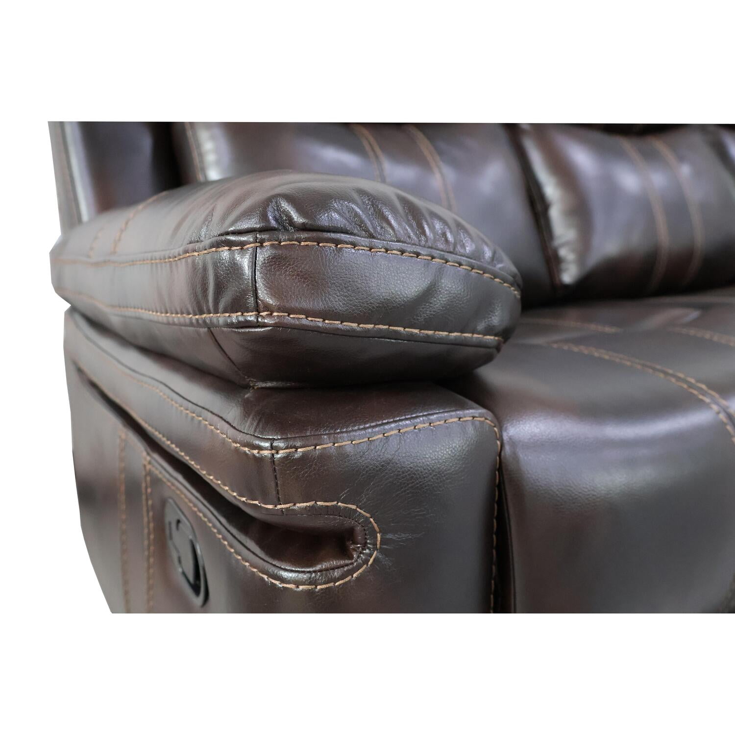 New Classic Furniture Kellen Faux Leather Power Sofa with Dropdown Tray in Brown