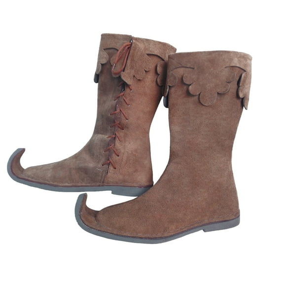 Medieval Leather Boots Renaissance Inspired Loafer Boot Halloween Pirate Captain Re-Enactment Viking Mens Shoes SCA LARP Riding Costume Shoe for Cosplay Size 11