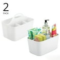 thumbnail image 2 of mDesign Plastic Shower Caddy Storage Organizer Basket, Handle, 2 Pack, White, 2 of 9