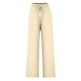 thumbnail image 4 of Annhoo Wide Leg Pants Woman Casual High Waist Solid Palazzo Pants Plus Size Drawstring Trousers with Pockets, 4 of 4