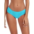 thumbnail image 3 of Ocean Blues Women's Full Coverage Bikini Bottom Mid Rise Ruched Sides Swim Bottoms Sky Blue Size Small, 3 of 7