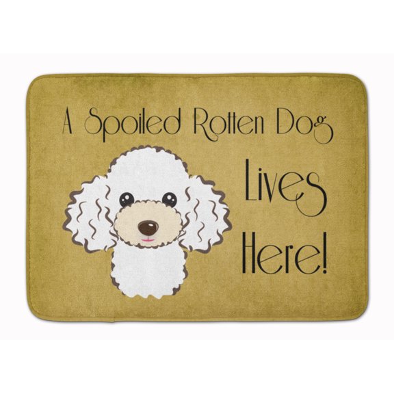 Carolines Treasures BB1505RUG White Poodle Spoiled Dog Lives Here Machine Washable Memory Foam Mat 19 X 27" multicolor