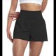 thumbnail image 1 of Pantalones Cortos Fluidos para Correr, para Mujer, para Entrenamiento, Atletismo, Gimnasio, Yoga, Cintura Alta, con Bolsillos, Verano. Negro L, 1 of 10
