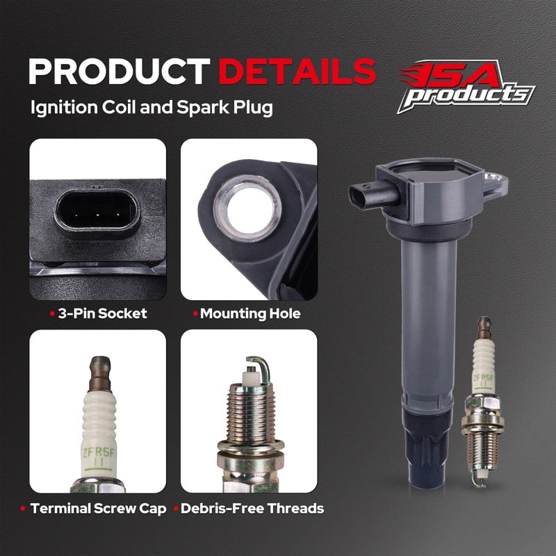 Set of 4 ISA Ignition Coils and 4 NGK Spark Plugs Compatible with 2009-2010 Chrysler Sebring 2009-2020 Dodge Journey 2007-2016 Jeep Compass l4 2.4L Replacement for UF557 2262
